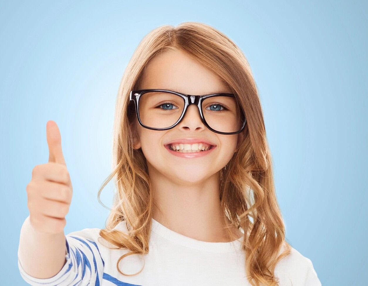 Little girl with black eyeglasses